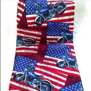 NWT c'90s Georges Marciano GUESS Motorcycle American Flag Print Silk Tie VINTAGE